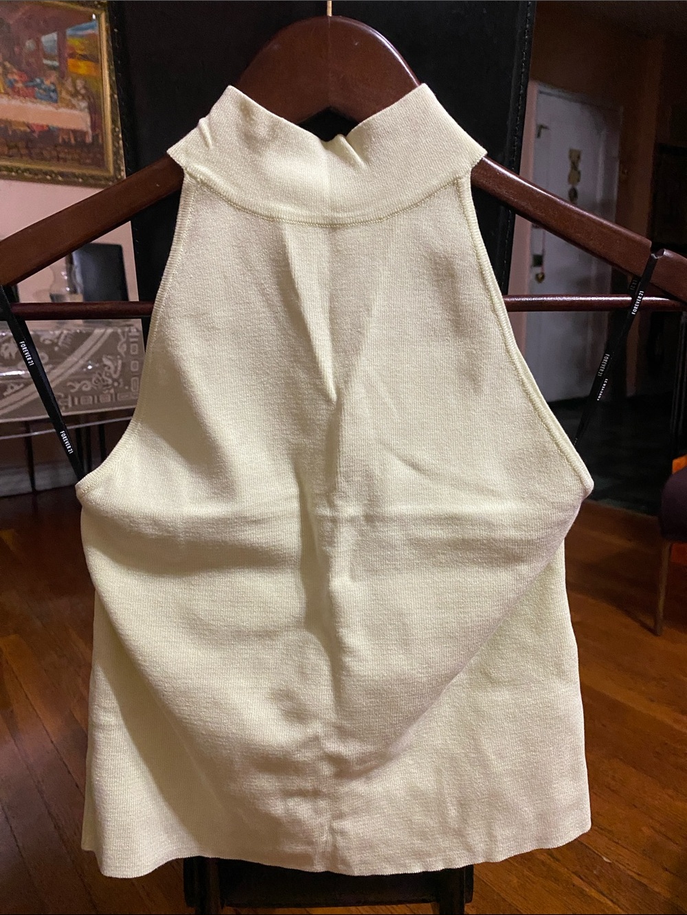 Forever 21 Cream Halter Neck Sleeveless Top